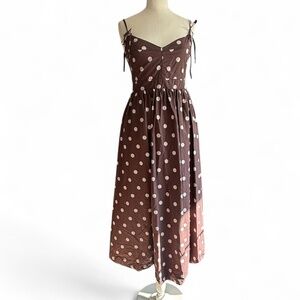 En Saison Brown & White Polka Dot Midi Dress (sz L) 333